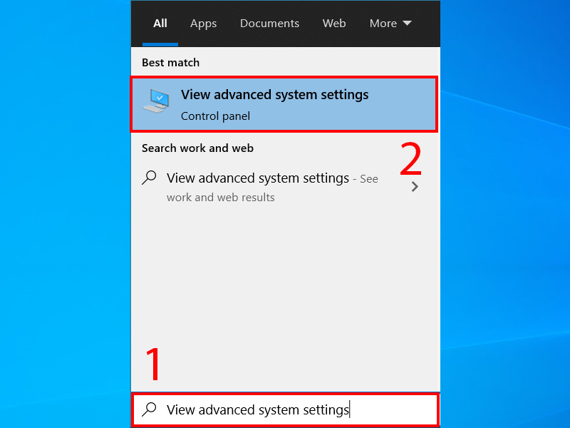 Tìm kiếm View advanced system settings